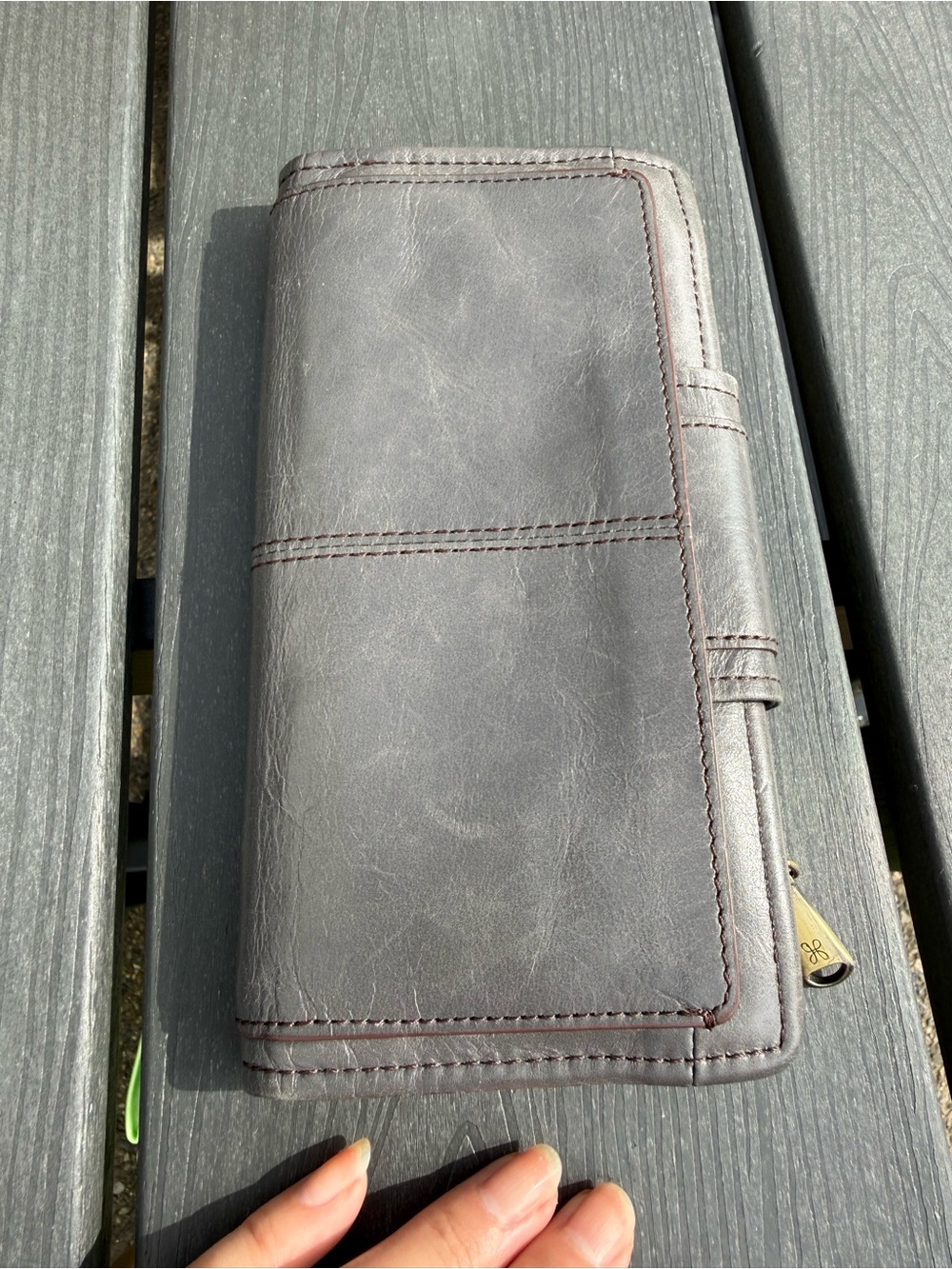 HOBO Grey Leather Snap Trifold Wallet - Picture 3 of 10